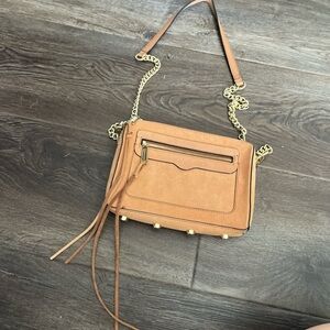 Tan Gold Crossbody Bag with Chain Strap